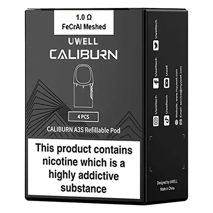 Uwell Caliburn A3S Replacement Pods - Resistance#0.8 Ohm>1.0 Ohm