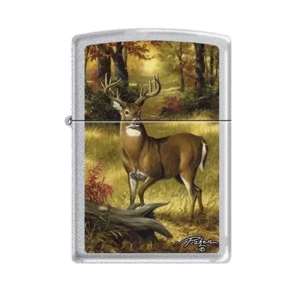 Zippo Lighter – Picken’s Forest Buck Satin Chrome