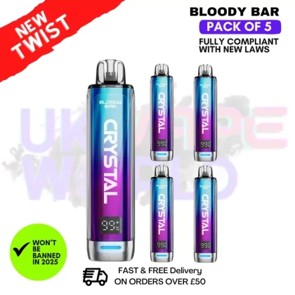 Blue Razz Lemonade Bloody Bar Crystal 10K Puff Pack Of 5
