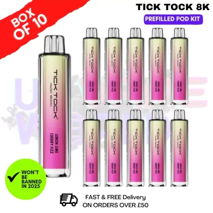 Lemon Lime Cherry Fizz Tick Tock Magic 8000 8K Box Of 10
