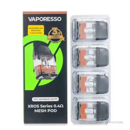 Vaporesso XROS Replacement Pods - 0.4 ohm Mesh Corex 3.0 (2mL), 1.0 ohm Mesh Corex 3.0 (2mL)