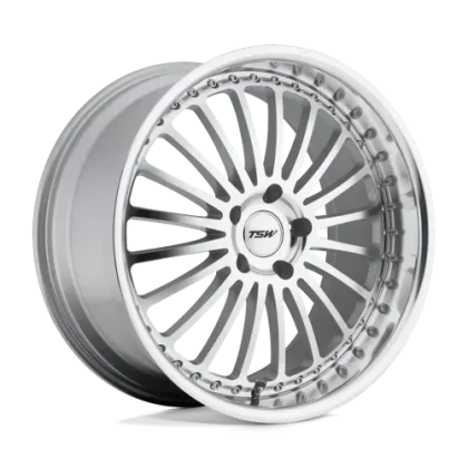 TSW SILVERSTONE 18X8 5X120 ET20 SILVER W/ MIRROR CUT FACE & LIP