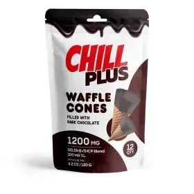 D8, THCP Waffle Cones – 100mg – Dark Chocolate Waffle Cones – Chill Plus