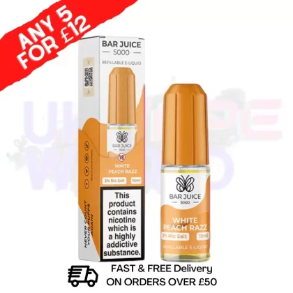 Bar Juice 5000 Nicsalt E-Juice White Peach Razz Flavour