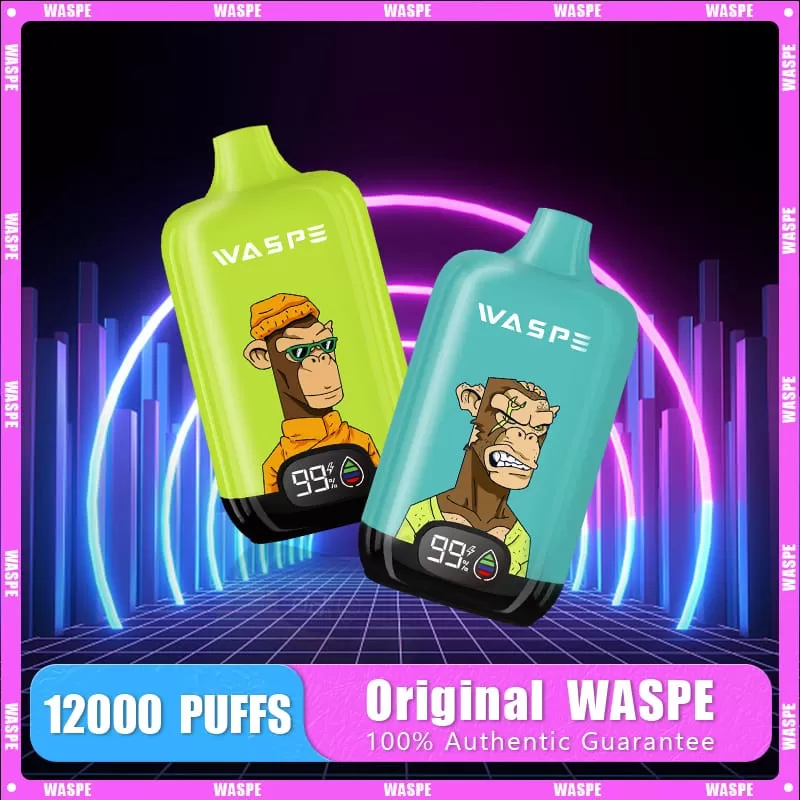 WASPE 12000 Puffs | 0%-5% strength, 20mL, 650mAh, LCD display, bulk disposable vape - Aiviouvapes