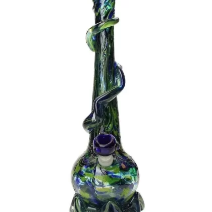 Noble Glass Medium Wrapped Soft Glass Bong - Configuration#Green/Blue>Orange/Black>Orange/Silver>Pink/White>Purple/Blue