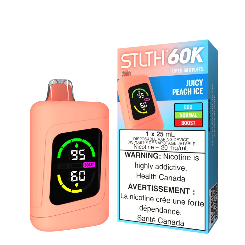 STLTH 60K - Juicy Peach Ice - 20 mg/mL (wholeseller) - Excise ON, 20 mg/mL - ON