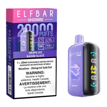 Elf Bar GH20K Disposable Vape Device - Grape Ice 20ml - 20mg/ml