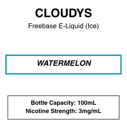 Watermelon – Cloudys Premium E- Liquid Freebase – 100mL - Vape Product; Vape Product (5FFA77)