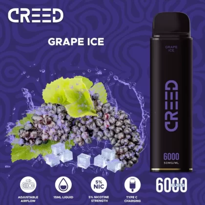 Creed Disposable Vape – Grape Ice 6000 Puffs - Vapebazaar Pk