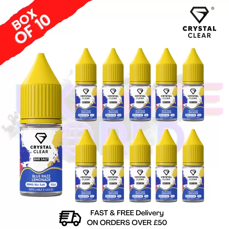 Blue Razz Lemonade Crystal Clear Nic Salt Box Of 10 – Only £17.99