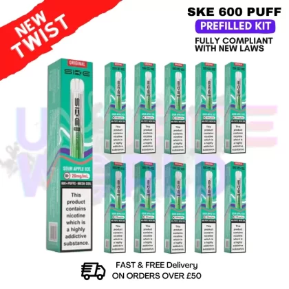 Sour Apple ICE Crystal Bar Puffs 600 SKE Box Of 10