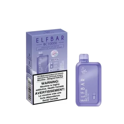 Elf Bar (BC 10K) Grape Ice Disposable Vape - STRENGTH#20MG>20MG (ONT-TAX)
