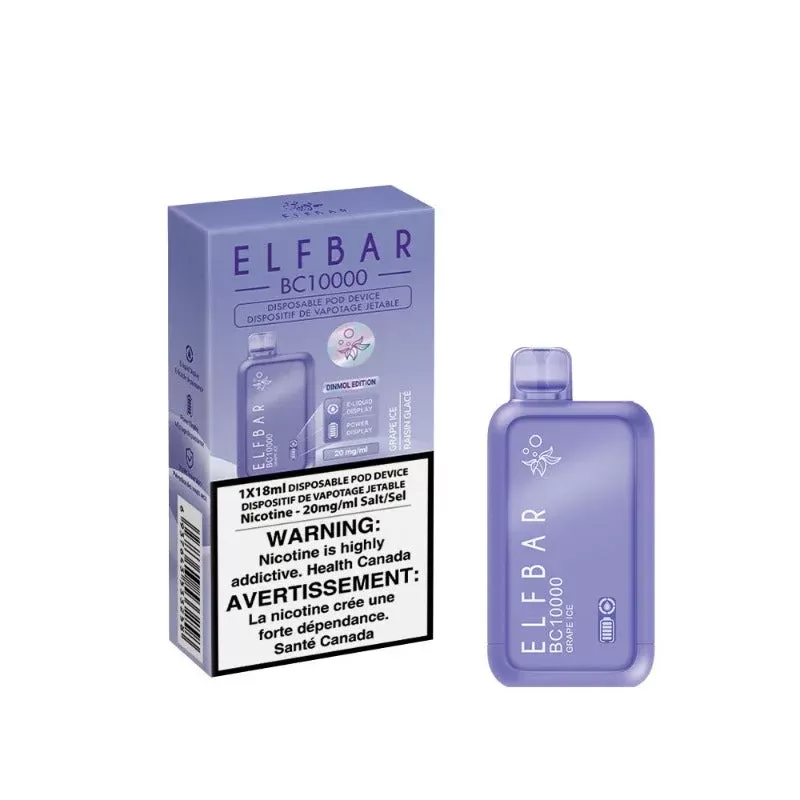 Elf Bar (BC 10K) Grape Ice Disposable Vape - STRENGTH#20MG>20MG (ONT-TAX)