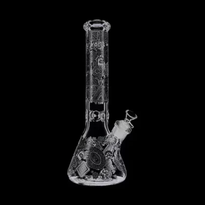 14 Inch Glass Beaker Ice Bong with Print