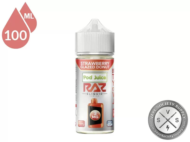 Strawberry Glazed Donut Pod Juice x RAZ 100ml - Vape Product, Vape Product - Image 3