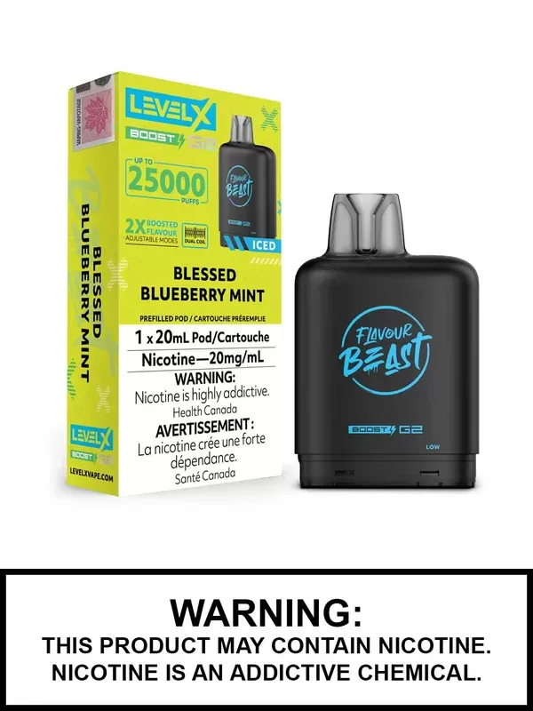 Blessed Blueberry Mint Iced Flavour Beast Level X Boost G2 Pods