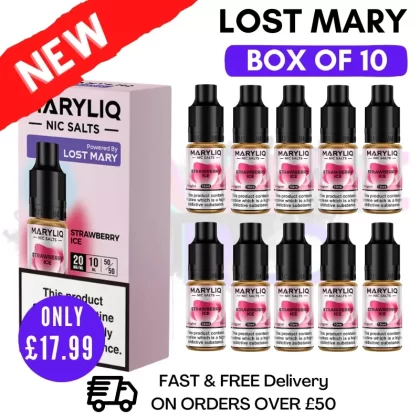 Strawberry Ice MaryLiq Nic Salt BOX OF 10