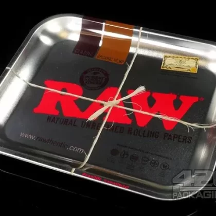 RAW Large Silver Metal Rolling Tray 1/Box
