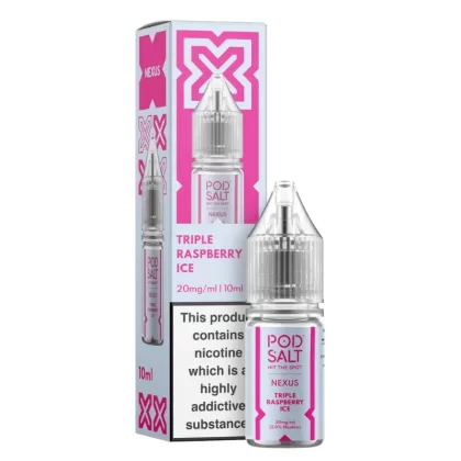 POD SALT NEXUS TRIPLE RASPBERRY ICE 10ML NIC SALT E-LIQUID