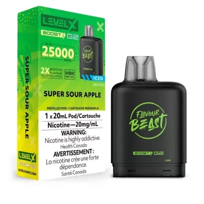Flavour Beast Level X Vape Pod – 25K – Super Sour Apple Iced
