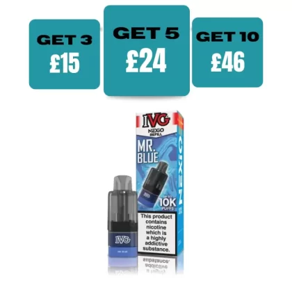 IVG Nexio 10K Prefilled Refill Pods - £5.99 or 3 for £15 - Mr Blue