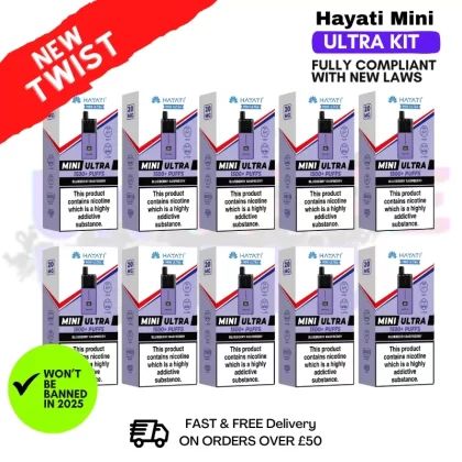 Blueberry Raspberry Hayati Mini Ultra 1500 Box Of 10