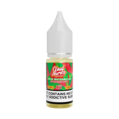 Cloud Nurdz Sour Watermelon Strawberry Nic Salt Vape Juice - 10 Pack - Strength 20mg