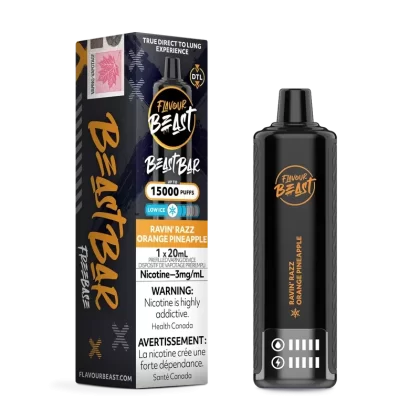 Ravin’ Razz Orange Pineapple – Flavour Beast Beast Bar Disposable Vape 15k