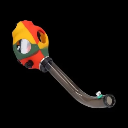 Silicone Gas Mask Bong with Bent Acrylic Tube