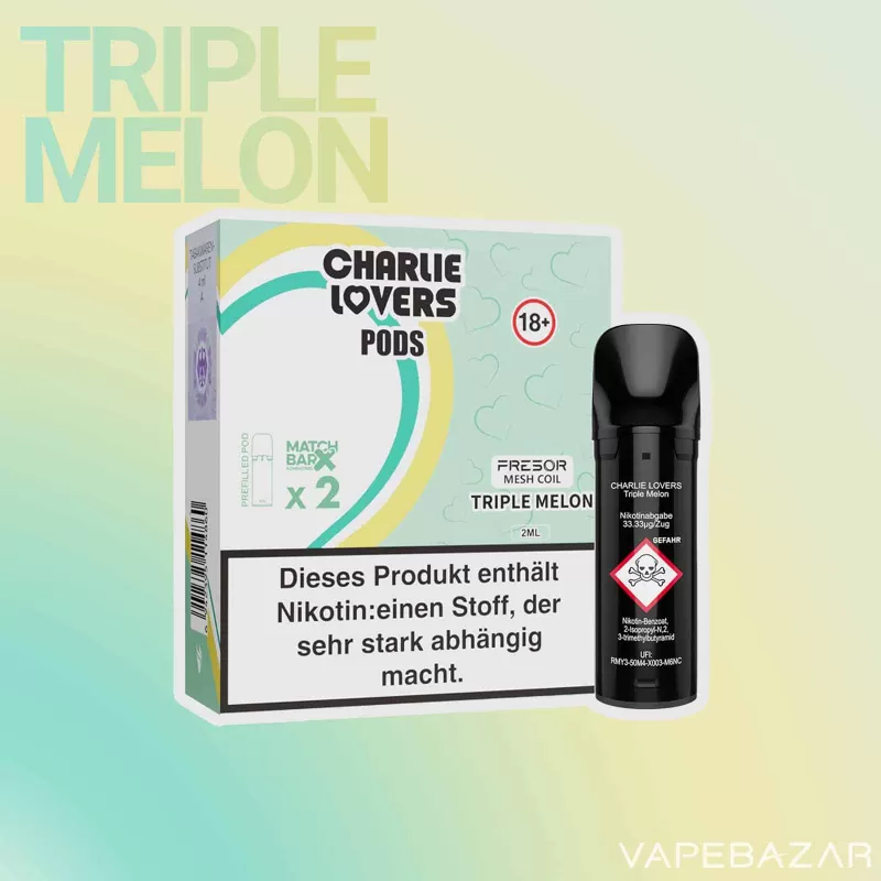 Charlie Lovers Pods – Triple Melon (2er Pack) - 20mg/ml, 10mg/ml; Vape Product - Image 2