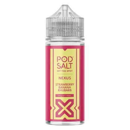 Pod Salt Strawberry Banana Rhubarb 100ml Vape Juice By Nexus - Nic Shots#0 Nic Shots>1 x 18mg Nic Shot>2 x 18mg Nic Shots