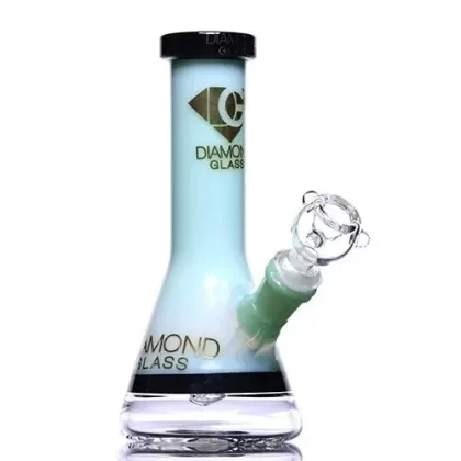 Diamond Glass Beast Small Beaker Bong - color#Milkgreen>teal>Blue
