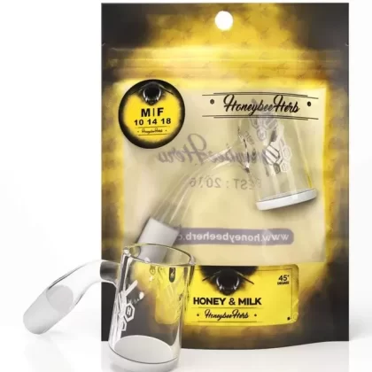Honeybee Herb Yellow Line 45° Honey & Milk Quartz Banger