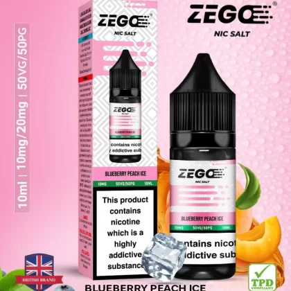 Zego Blueberry Peach Ice Nic Salt Vape Juice - 10 Pack