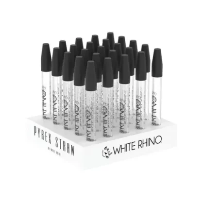 White Rhino Pyrex V2 Dab Straw w/ Silicone Cap (25 Count Display)