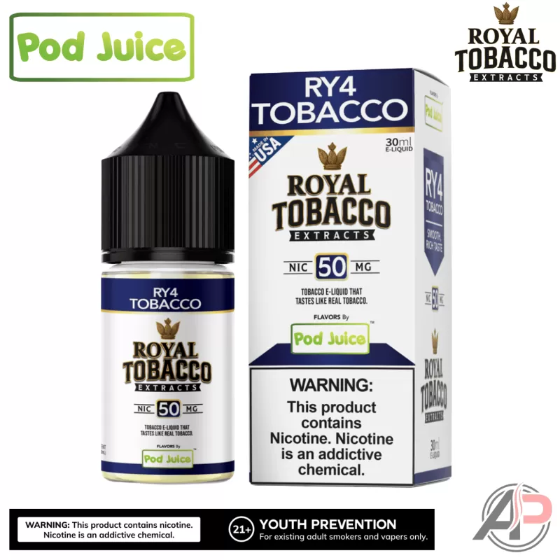 Pod Juice Royal Tobacco Extracts RY4 Tobacco Salt Nicotine 30mL