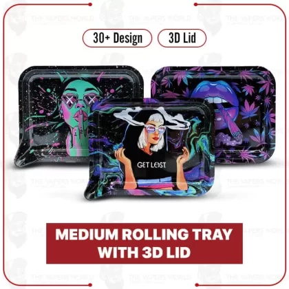 Medium Rolling Tray With 3D Lid By Get Lost - Thevapersworld