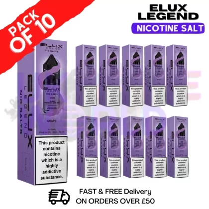 Grape Elux Legend Nic Salt Pack / BOX OF 10