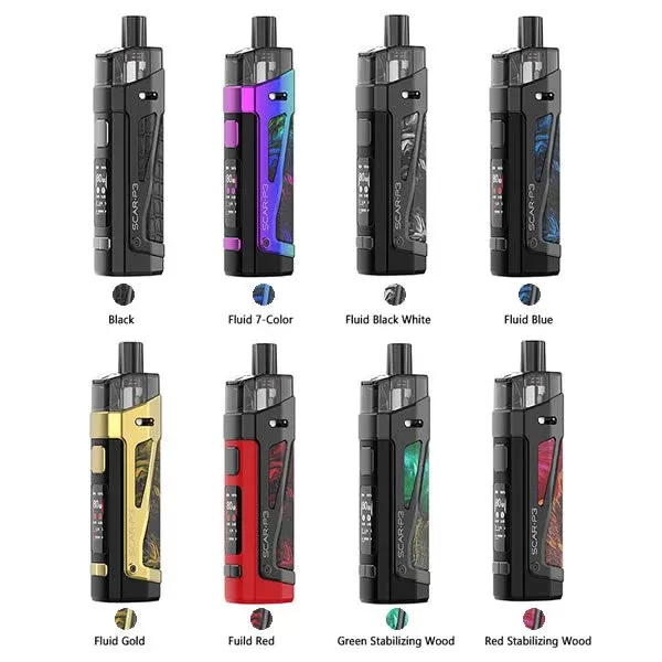 SMOK SCAR P3 POD KIT - Colour#Fluid 7 Colour>Fluid Black White>Black>Fluid Blue>Fluid Gold>Fluid Red>Green Stabalizing Wood>Red Stabalizing Wood