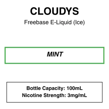 Mint – Cloudys Premium E -liquid Freebase – 100mL - Vape Product; Vape Product (9E5F03)