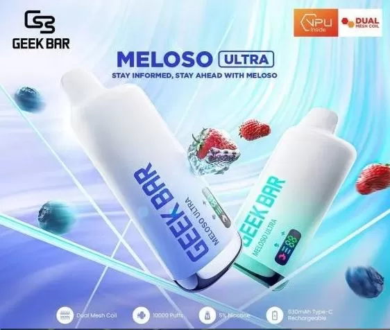 Geek Bar Meloso Ultra Rechargeable Disposable Vape (10,000 Puffs) - 50 mg / Lemon Mint - Image 2