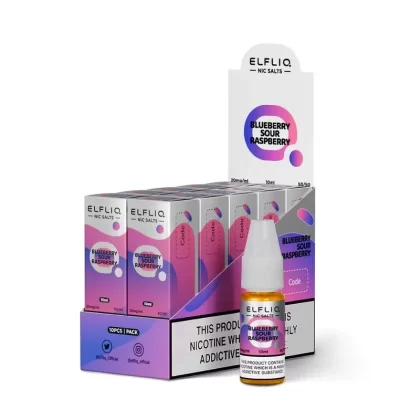 ElfLiq 10 Bottle Pack Blueberry Sour Raspberry E Liquid - Elf Bar ElfLiq Blueberry Sour Raspberry E Liquid 10ml (Nicotine Strength)#20mg>10mg>5mg (575B0B)