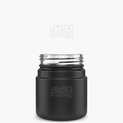 POLLEN GEAR | HiLine Straight Sided Matte Black Glass Jars | 52mm – 2.5oz – 72 Count