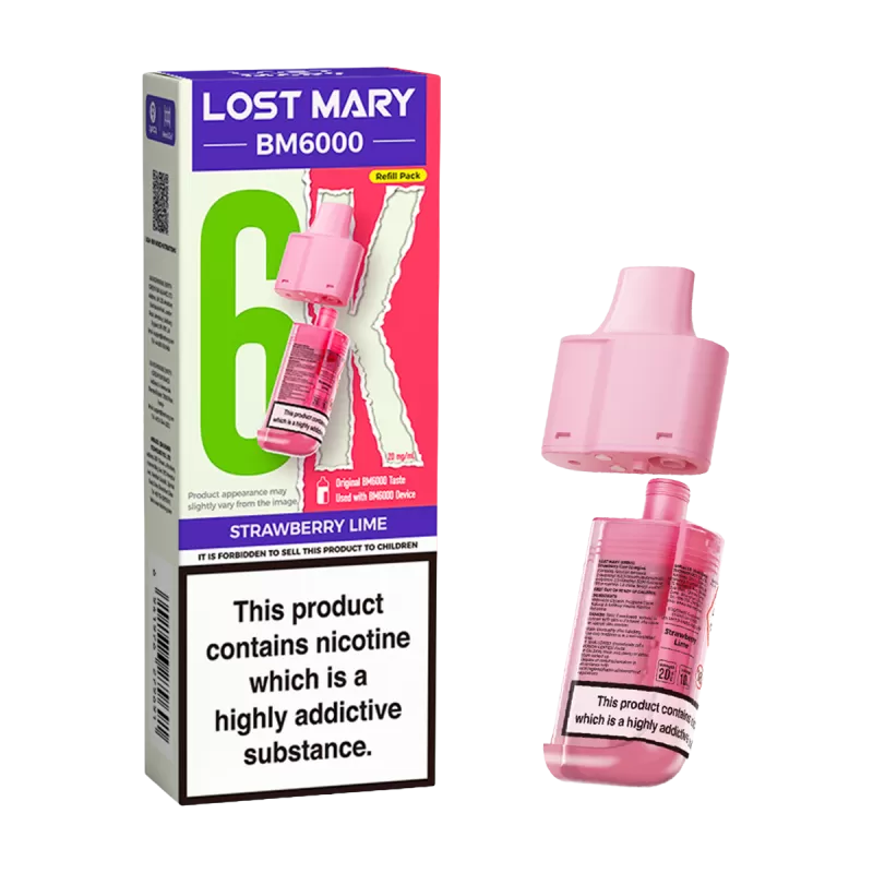 Strawberry Lime Lost Mary BM6000 Refill Pack - Vapeshop Co