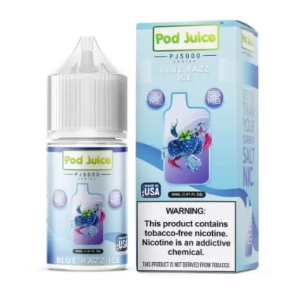 Pod Juice Blue Razz Ice PJ5000 TF 30ml Nic Salt Vape Juice - Eightvape