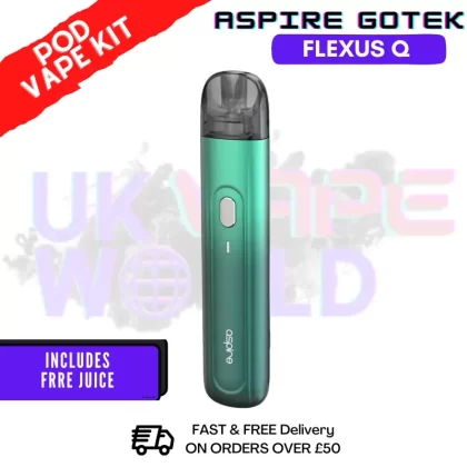Green Fade Aspire Flexus Q Pod Kit + Free 2x Salt