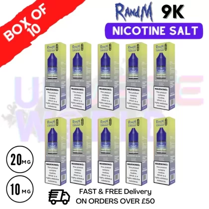 Blueberry on Ice RandM 9000 Tornado Nic Salt Pack / Box of 10 – £16.99