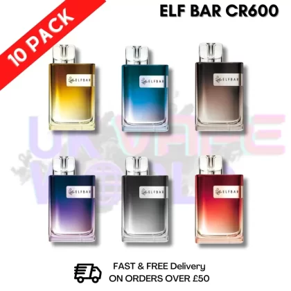 Elf Bar (NEW) CRYSTAL Bar 600Puff Disposable Pack Of 10 Vapes Box