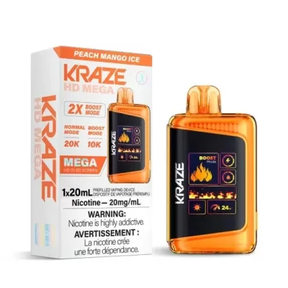 Kraze HD Mega Disposable Vape – 20K Puffs – Peach Mango Ice